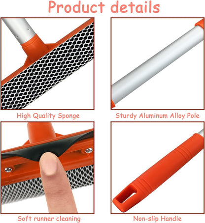 Window Squeegee for Window Cleaning with Retractable Pole 28", Squeegee Window Cleaner Tool 2 in 1 Car Window Cleaning Tool Telescopic Window Washing Equipment, Shower Squeegee for Glass Door