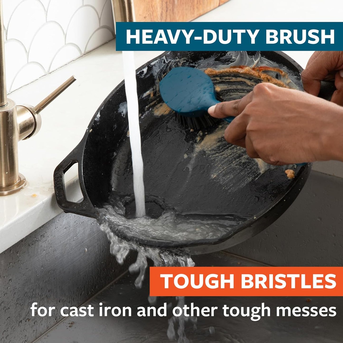 Full Circle Clean Ocean Small Grout Brush, Tough Bristles, Cleans Crevices, Sustainably Made 100% From Recycled Ghost Fishing Nets, Safe for Nonstick