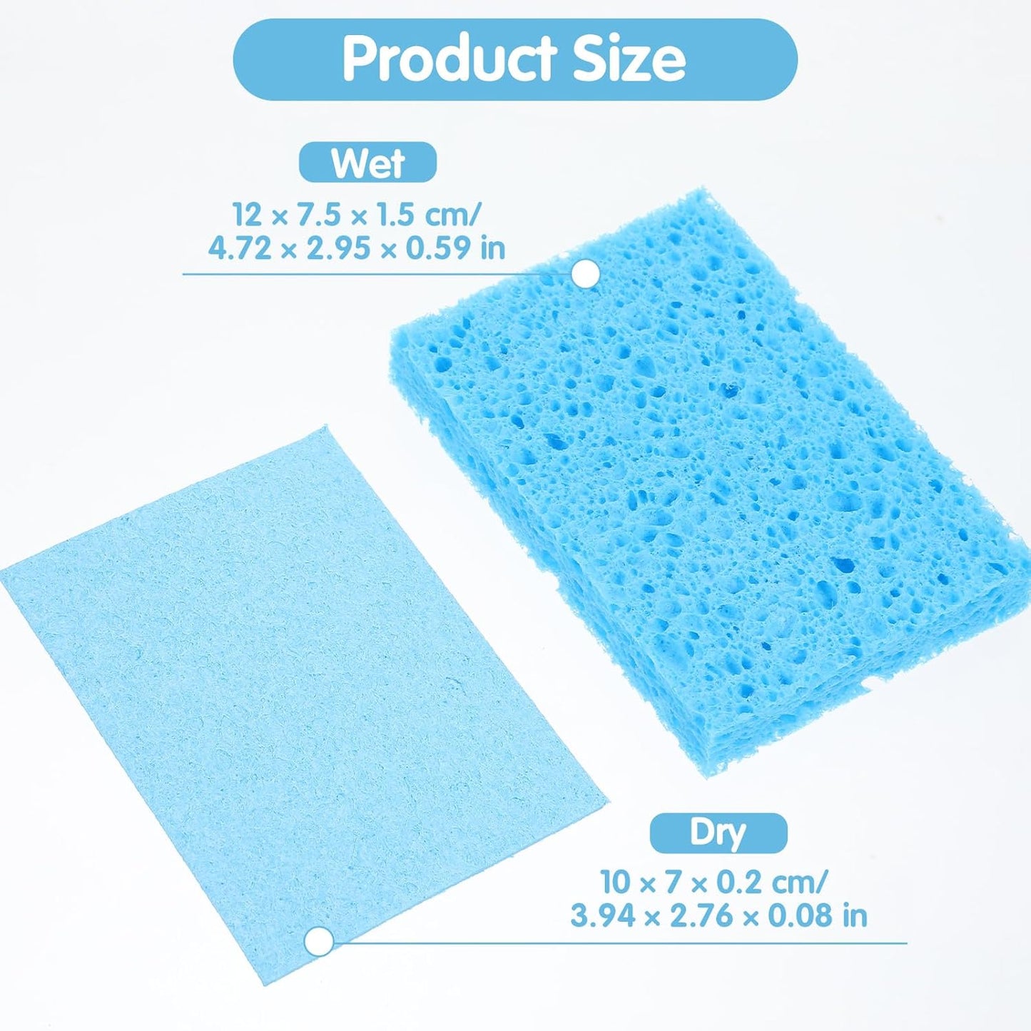 8PCS Cellulose Sponges, Colorful Non Scratch Sponges for Cleaning Dishes, Household Scrubbing Sponge Bulk, Compressed Natural Sponge for Kitchen Bathroom Sink(4 Colors)