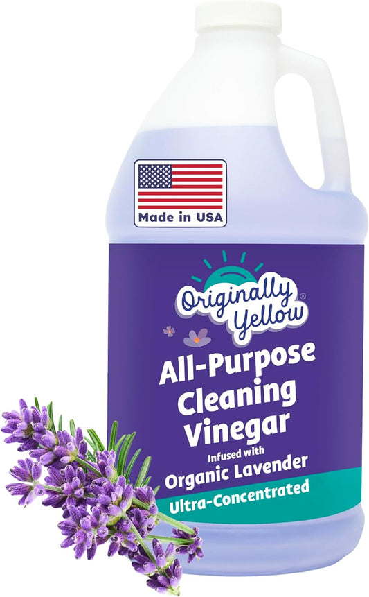 Originally Yellow Lavender White Vinegar For Cleaning Purpose | USA Made All Purpose Cleaner | Use as Glass, Kitchen & Floor Cleaner | Plant Derived Cleaning Vinegar 1 Gallon in 2 pack | 128 Oz