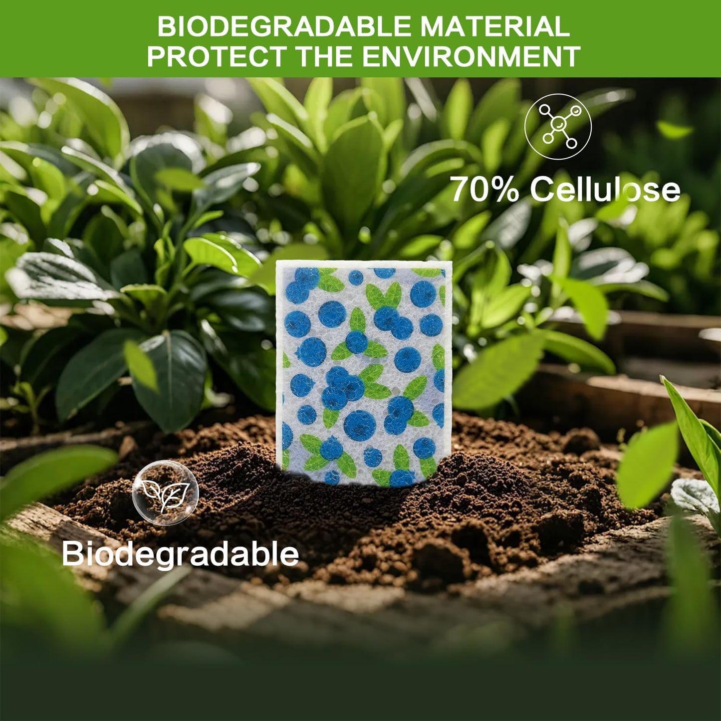 Cellulose Sponges, Large Size 4" x 6" x 1" - Heavy Duty Scrub Kitchen Sponge, Clean Tough Messes Without Scratching Kitchen Cleaning Pads, Pop Up Eco DIY (6 Pack), Green