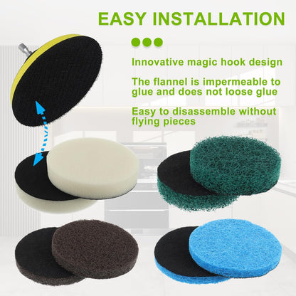 16pcs Kitchen Pads Power Scrubber Pads Set Electric Scrubber Replacement Scouring Pads fit for Dremel Versa Scouring Pads,Green