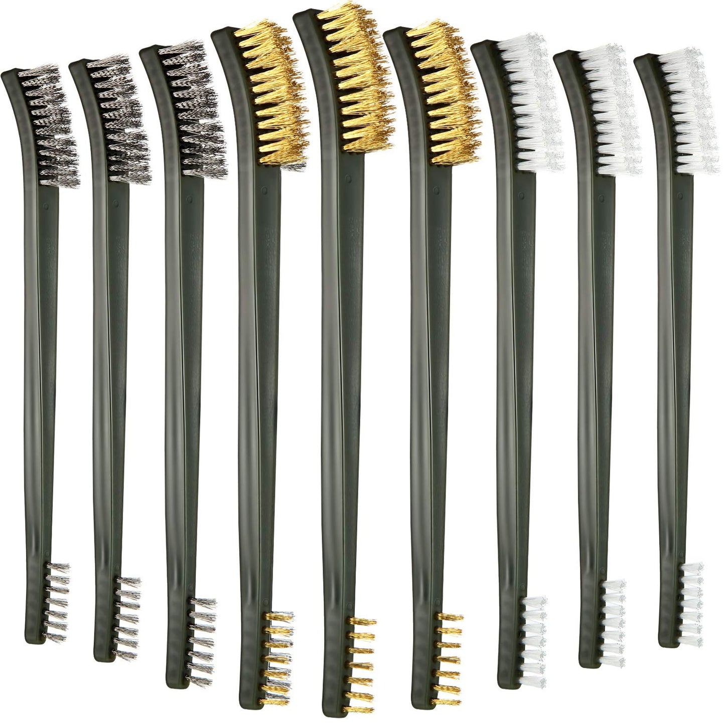 Patelai 9 Pcs Mini Wire Brush Set – Stainless Steel, Brass & Nylon – Rust Removal, Welding Slag, Automotive Parts Cleaning, Detail Scrub Brushes