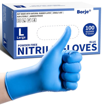 Borje Nitrile Gloves Large, 100 Count Disposable Gloves, Black, Latex-Free Powder-Free, Medical Exam, Food Safe, Cleaning, Cooking