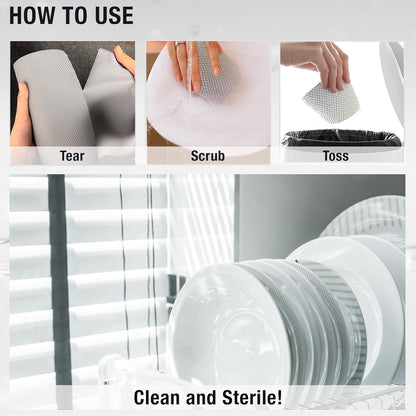 Daily Dish Scrubber Sheet Non-Scratch Household Disposable Cleaning Sponges | Recyclable, Eco-Friendly & Perfect for Kitchen, Home Cleaning and Outdoor Use (1, Navy)