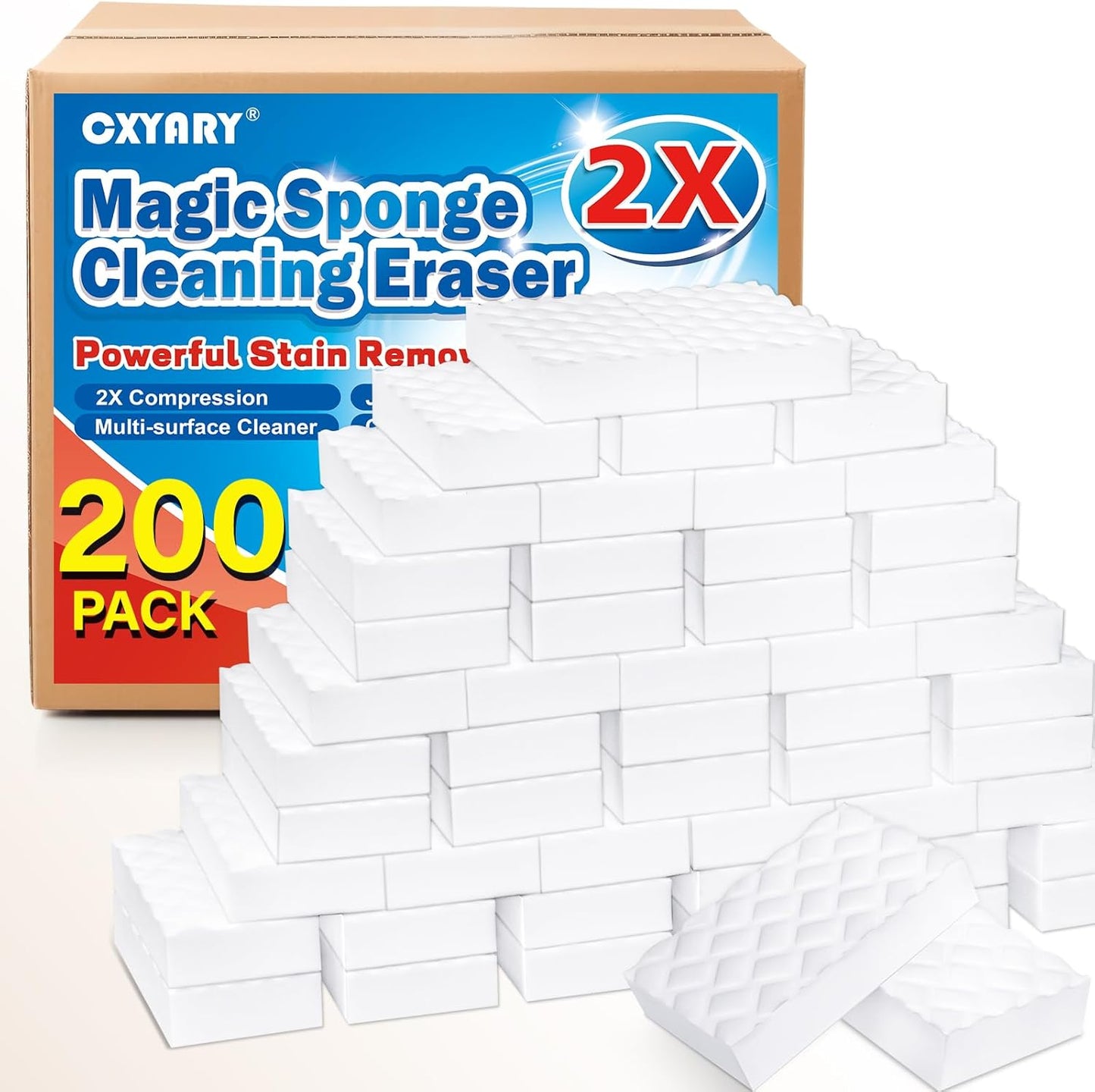 Magic Sponges Cleaning Eraser, 30 Pack 2X Density Stronger Melamine Sponge Foam Pads, Multi-Functional Household Cleaner Dish Sponge, Cleaning Supplies for Kitchen, Bathroom, Floor, Sink,Wall Cleaner