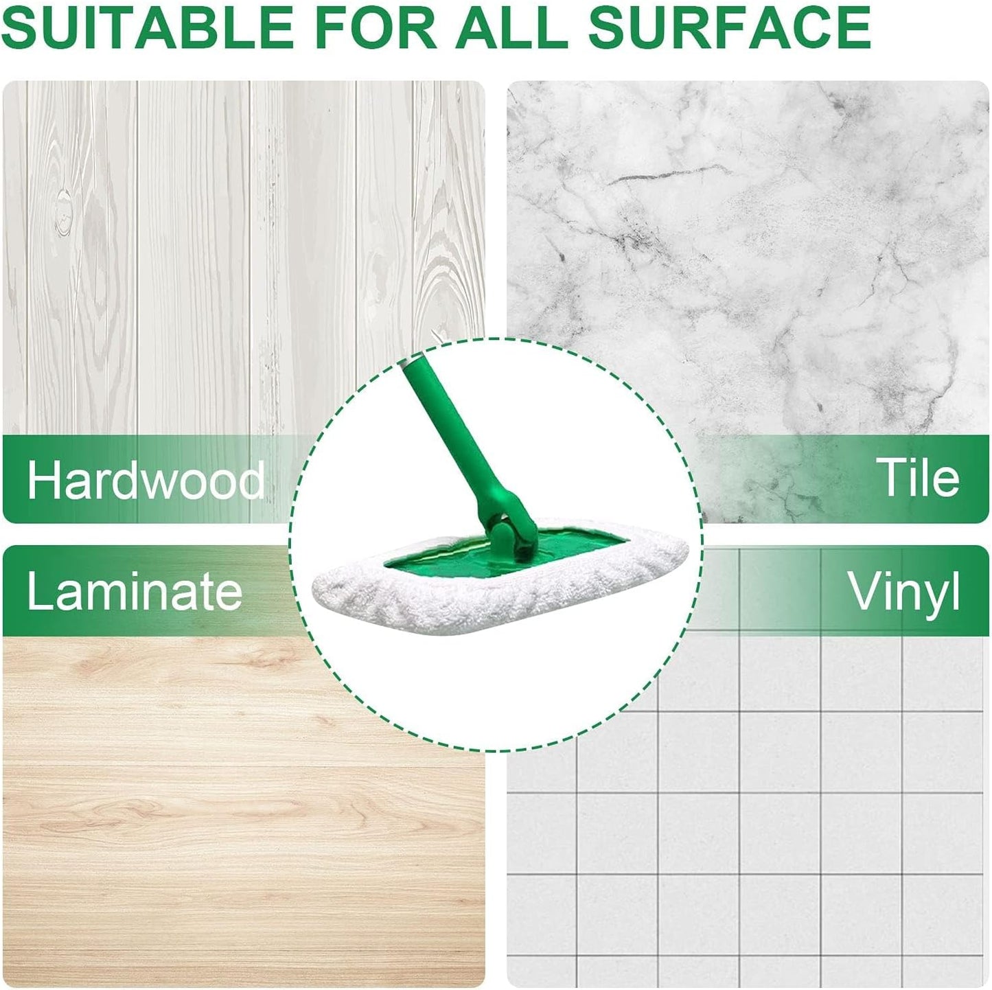 KEEPOW Reusable Mop Pads Compatible with Swiffer Sweeper Mop, Dry Sweeping Cloths for Swiffer Pads, 8 Pack Washable Microfiber Wet Mopping Cloth Refills for Surface/Hardwood Floor Cleaning