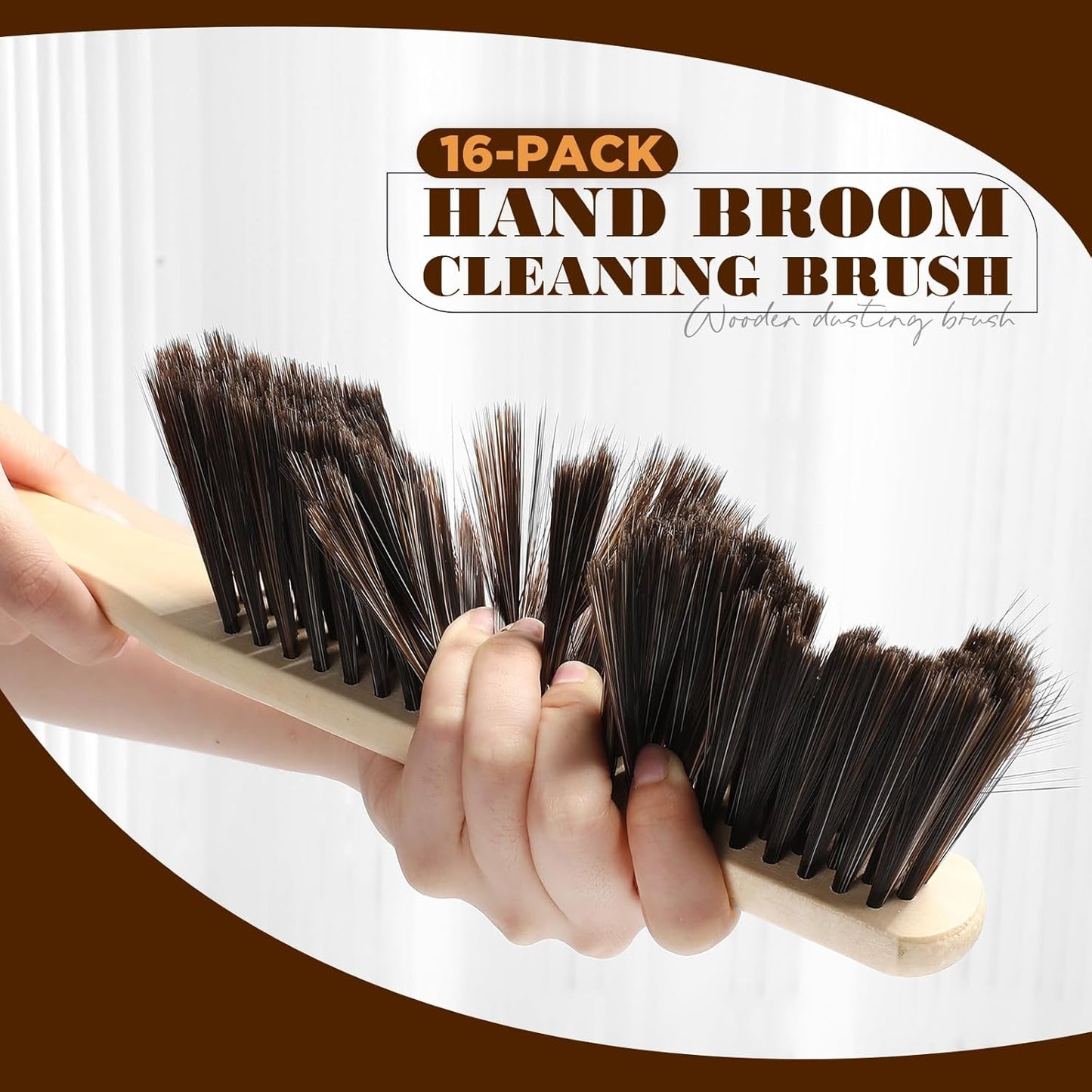 Tioncy 8 Pieces Wooden Dust Brush Bulk Hand Broom Bench Soft Bristle Cleaning Outdoor Furniture Brushes with Long Wood Handle for Cleaning Car Bed Sofa Fireplace Couch Clothes