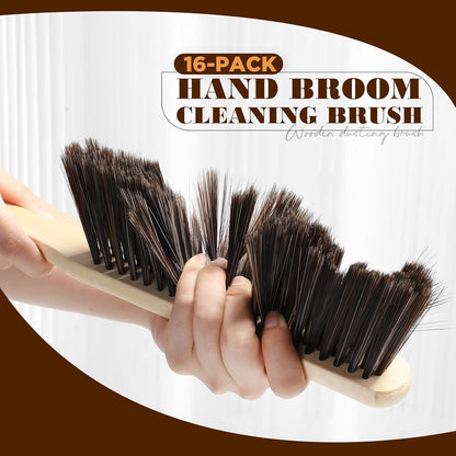 Tioncy 8 Pieces Wooden Dust Brush Bulk Hand Broom Bench Soft Bristle Cleaning Outdoor Furniture Brushes with Long Wood Handle for Cleaning Car Bed Sofa Fireplace Couch Clothes