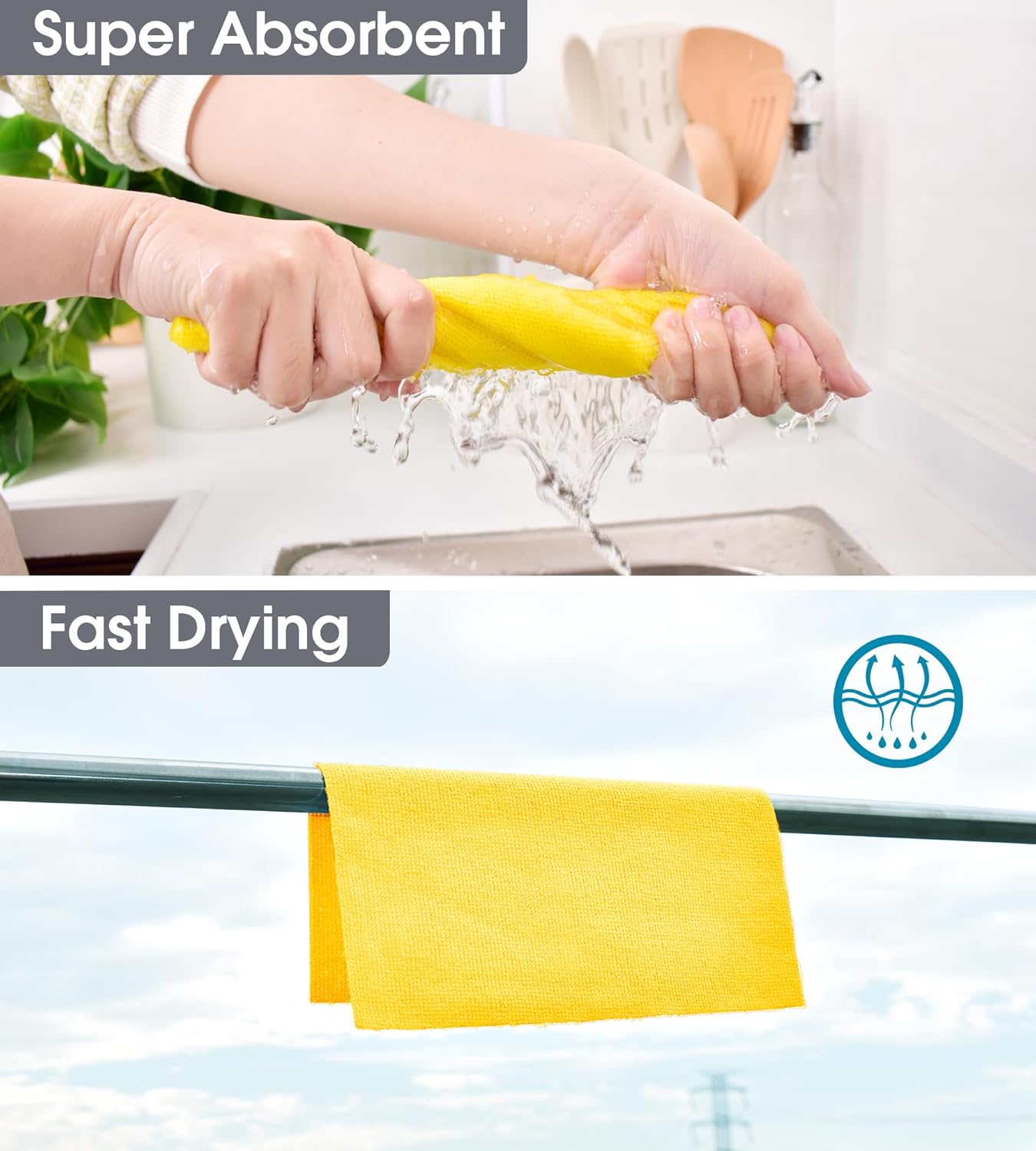KitchLife Microfiber Cleaning Cloth Roll - Tear-Away Reusable Microfiber Paper Towels, Lint-Free, Washable, 20 Sheets for Kitchen, Car, Dishes, and Sensitive Surfaces (Pink)