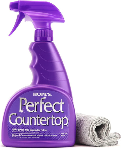 HOPE'S Perfect Countertop Cleaner and Polish 22-Ounce, Streak-Free Multi-Surface Cleaning Spray, Safe on Stone, Laminate, CORIAN, Granite, Quartz, Marble, Pack of 1