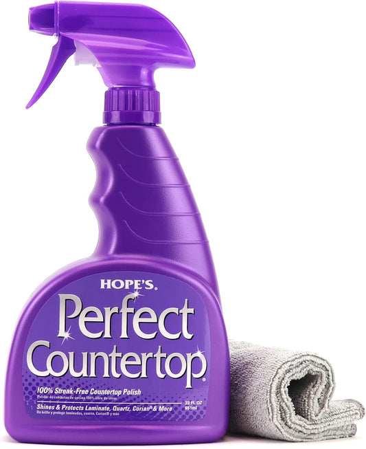 HOPE'S Perfect Countertop Cleaner and Polish 22-Ounce, Streak-Free Multi-Surface Cleaning Spray, Safe on Stone, Laminate, CORIAN, Granite, Quartz, Marble, Pack of 1