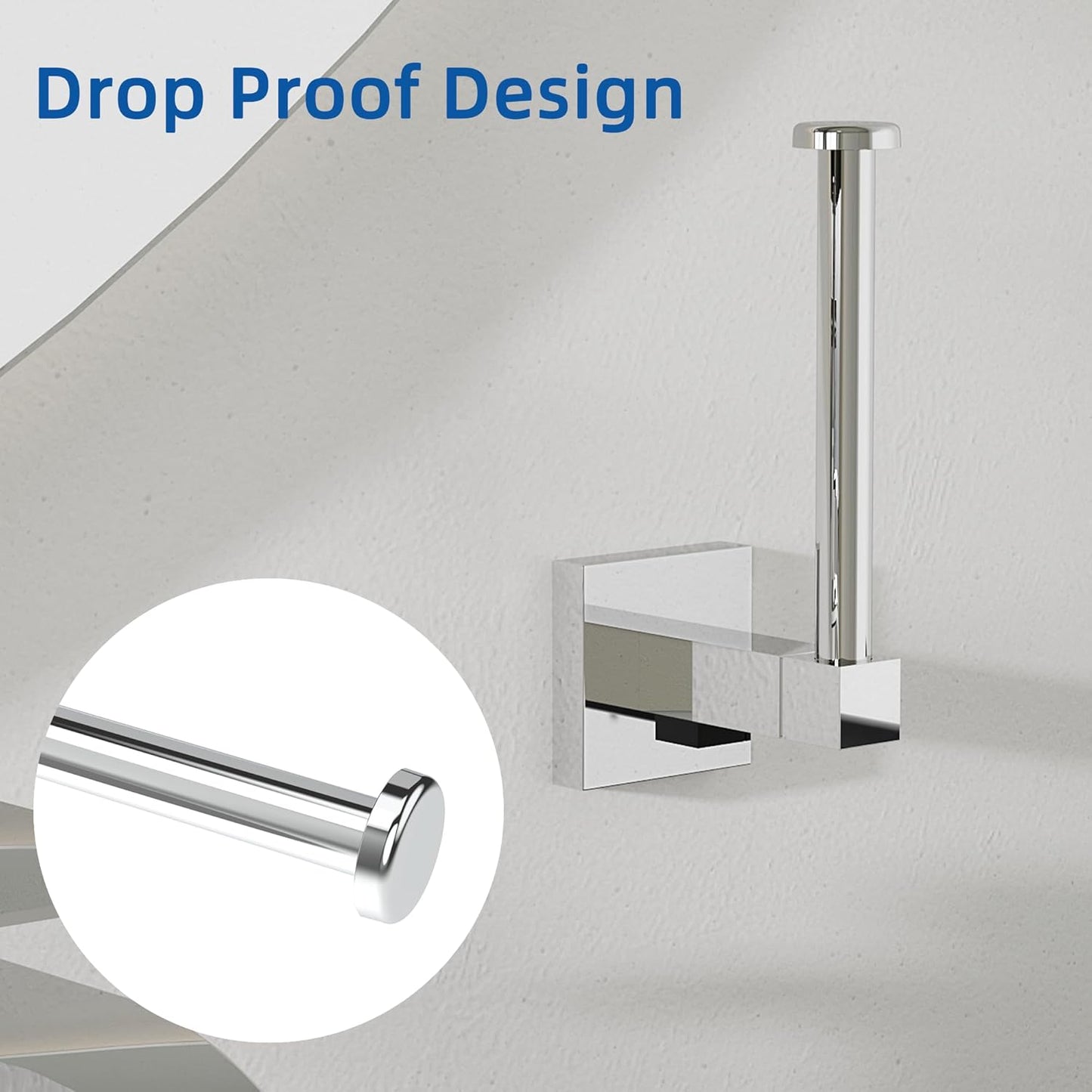 RUACQ Toilet Paper Holder Stand with Toilet Brush and Holder Set, 304 Stainless Steel Bathroom Toilet Tissue Paper Roll Holder Free Standing, Weighted Base, Heavy Duty (Matte Black)