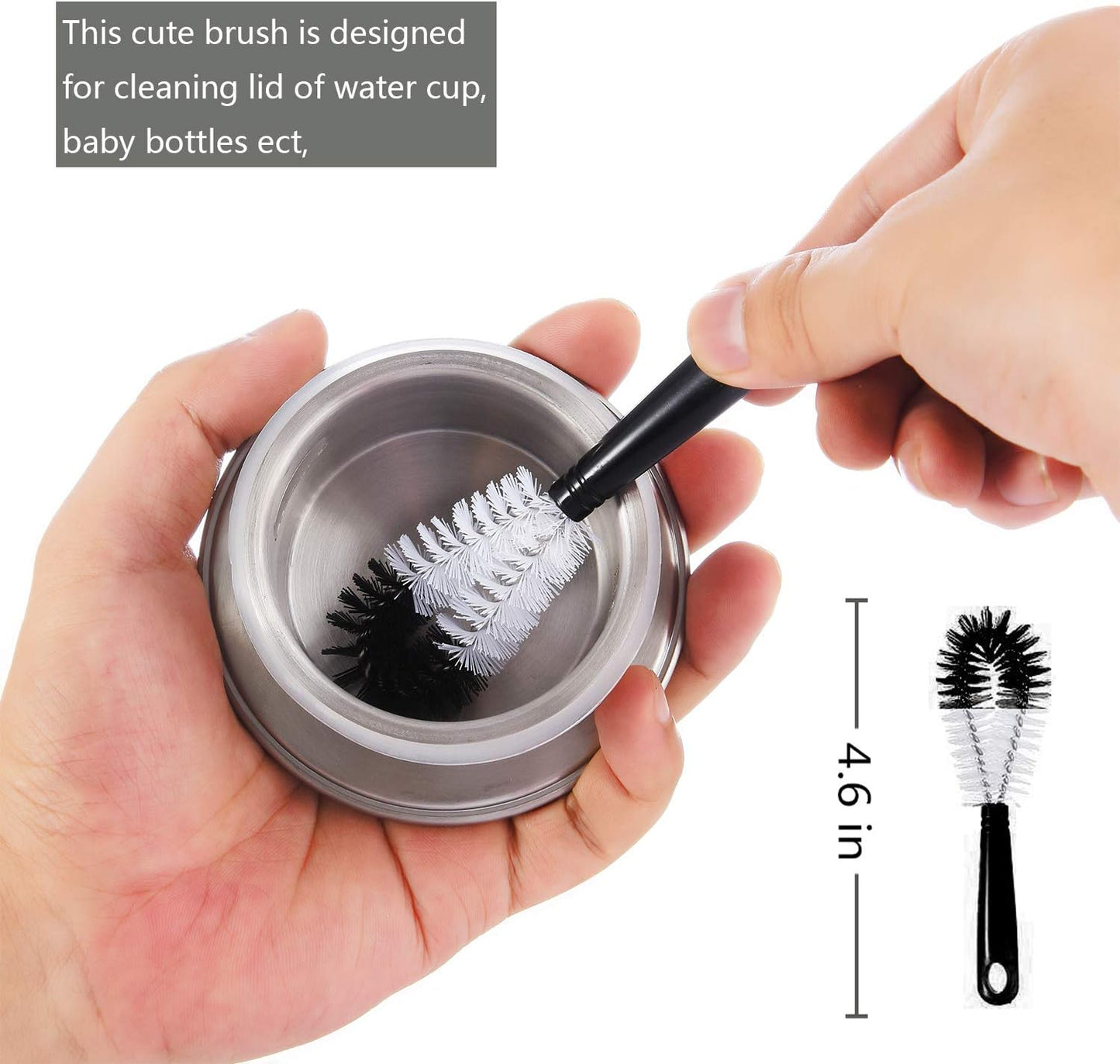 ALINK 8-Pack Bottle Cleaning Brush Set - Long Handle Black Bottle Cleaner for Washing Narrow Wine/Beer Bottles/Thermos/Flask Tumbler/Sport Well/Kettle/Lid Brush, Straw Brush