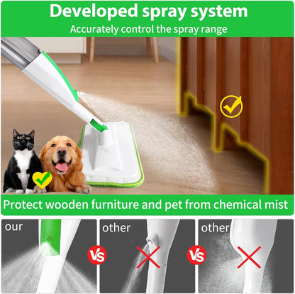 Mops for Floor Cleaning Wet Spray Mop with 14 oz Refillable Bottle and 2 Washable Microfiber Pads Home or Commercial Use Dry Wet Flat Mop for Hardwood Laminate Wood Ceramic