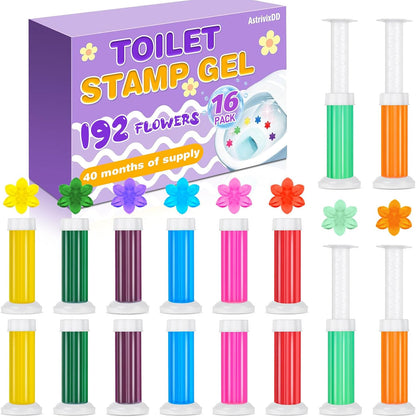 4 Pack Toilet Gel Stamp, 48 Stamps 4 Kinds Of Scent Toilet Bowl Cleaner Gel, Long-Lasting Flowers Shaped Bathroom Freshener, Keeps Toilet Fresh Fragrant and Clean