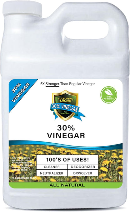 Natural Armor 30% Vinegar Industrial Strength Cleaning Agent Concentrate - 6X Stronger Than Regular Vinegar (128 Oz Gallon)