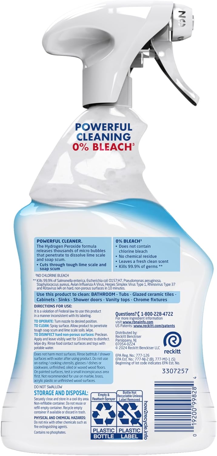 Lysol Power Foaming Bathroom Cleaner, Multipurpose Cleaner for Showers, Bathtubs, Sinks, Disinfectant Spray Kills 99.9% of Germs, Zero Bleach Cleaning Spray, 32 Oz.