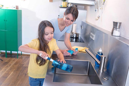 Unger Sink and Dish Scrub Brush, Kitchen Washing Scrubber for Hard-to-Reach Corners, Small Cleaning Supplies, Non-Scratch Bristles, Glassware, Pots, Pans, Tumblers, Drains, and Disposals