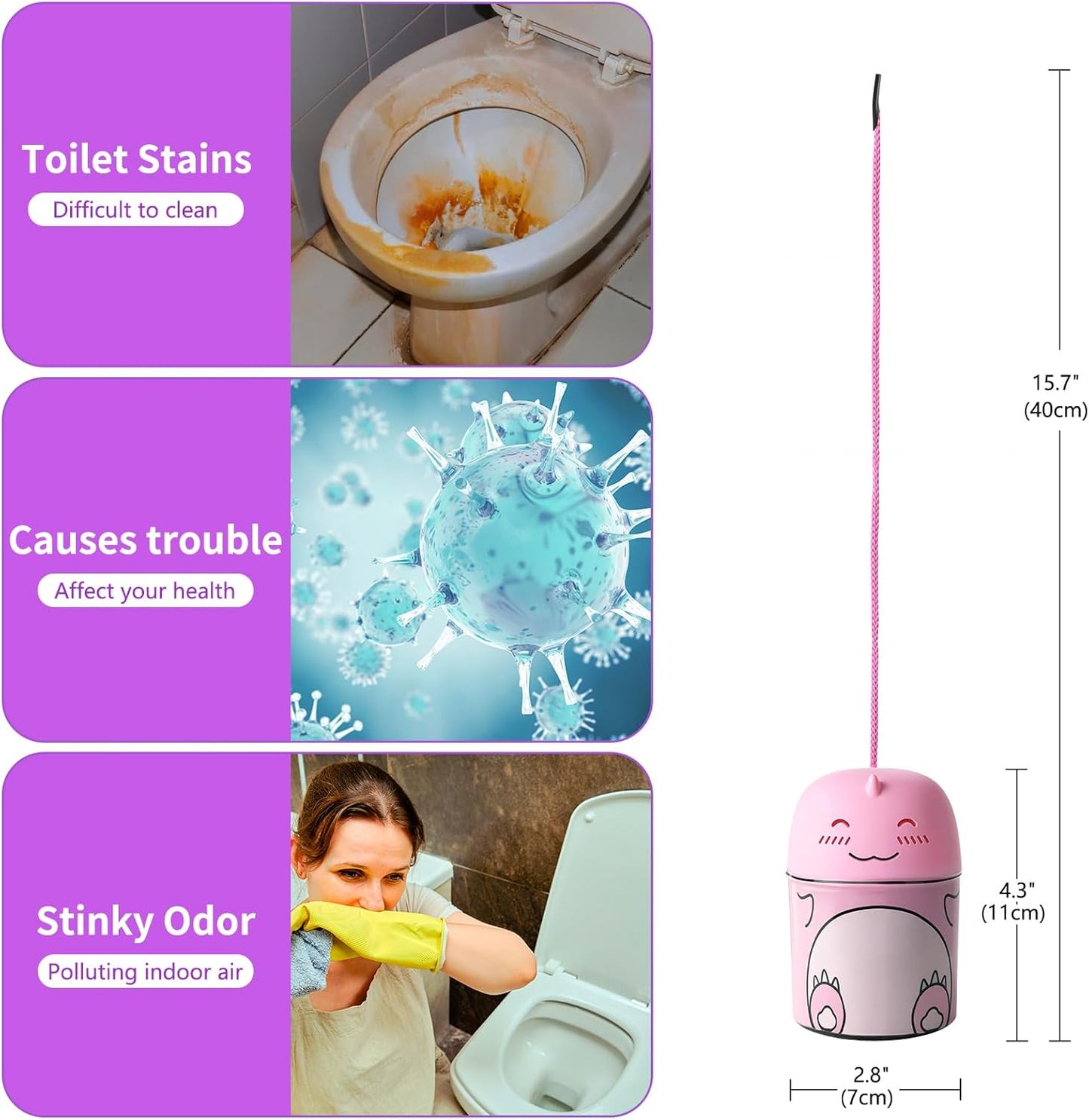 Toilet Bowl Cleaners Bottle Bathroom Toliet Bowl Cleaner with Fresh Jasmine Scent Cute Dinosaur Shaped Toilet Tank Cleaner (Green)