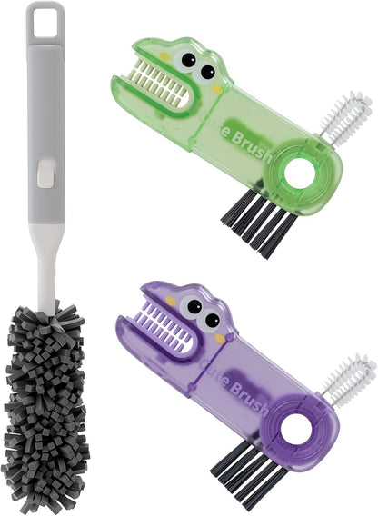 Five-Piece Bottle Brush Cleaning Set Includes 4 Straw Cleaning Brushes and 1 Cup Brush with Detachable Long Handle. Suitable for Cleaning Straws, Glasses, and Water Cups.