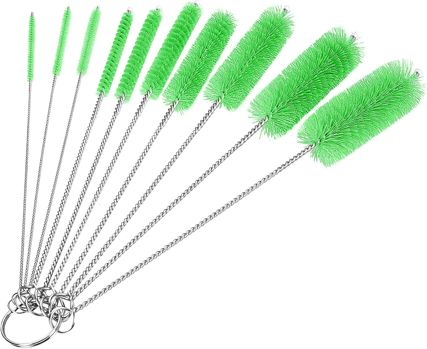 CiaraQ Bottle Cleaning Brushes, 8 Inch Nylon Tube Brush Set, Cleaner for Narrow Neck Bottles Cups with Hook, Set of 10pcs
