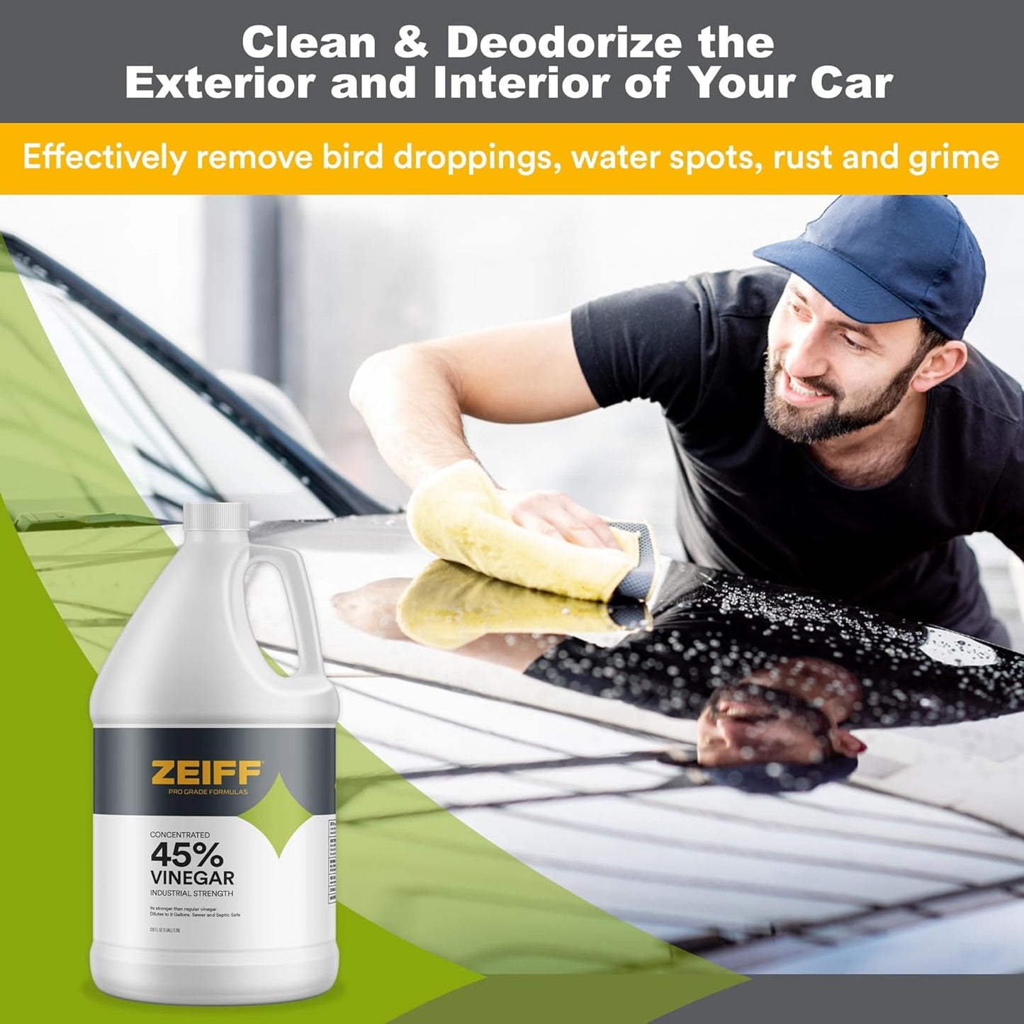 Zeiff 75% Pure Concentrated Vinegar - Technical Grade Acetic Acid Solution for Home and Outdoor Use - Cleaning Vinegar for Home & Laundry - 32 Oz, 2 Pack