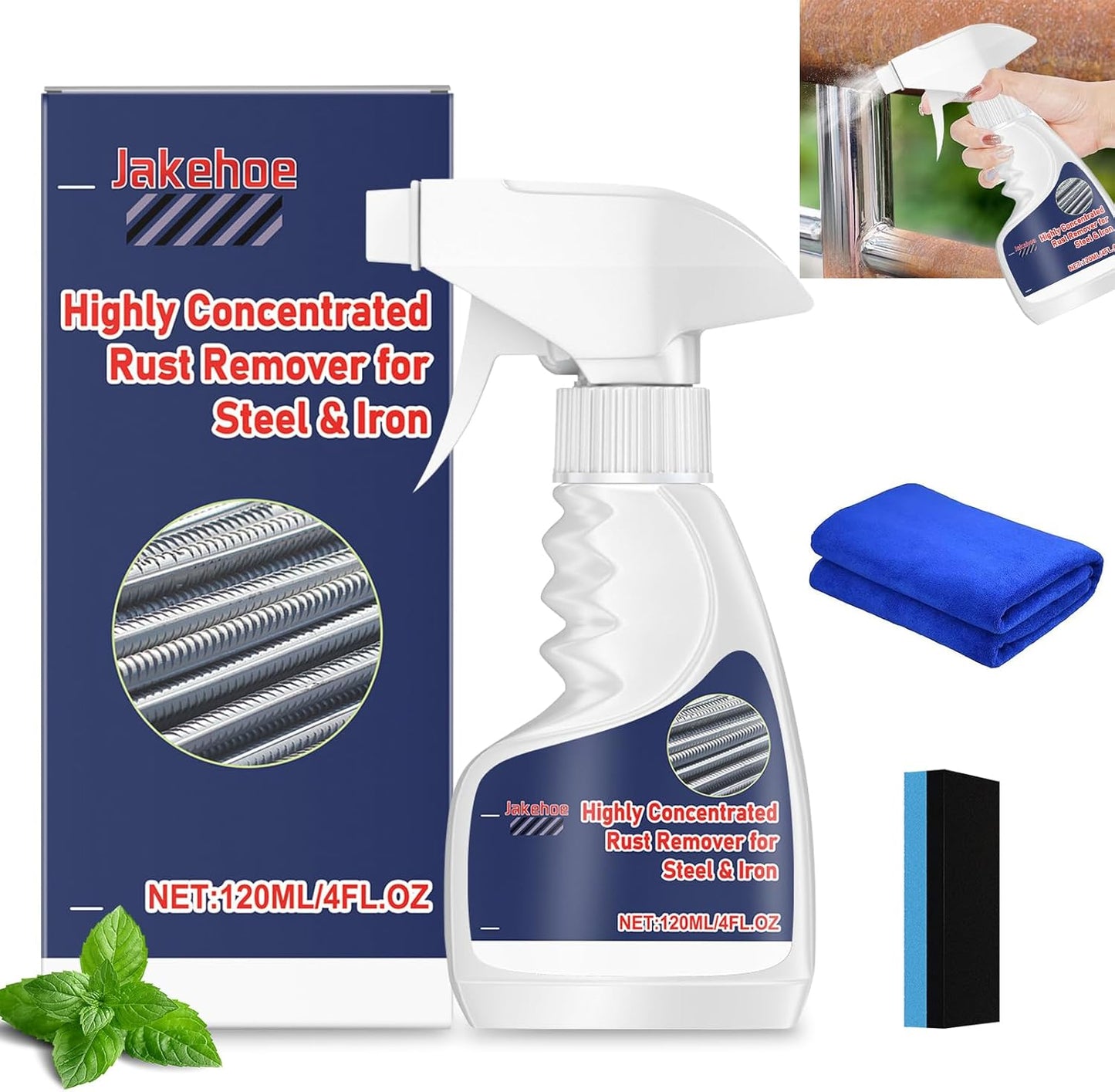 enterlent Heavy Duty Rust Removal for Metal,Multipurpose Rust Remover Spray,Stainless Steel Rust Remover Cleaner,Powerful Steel Rust Removal,Rust Converter for Various Metals Furniture