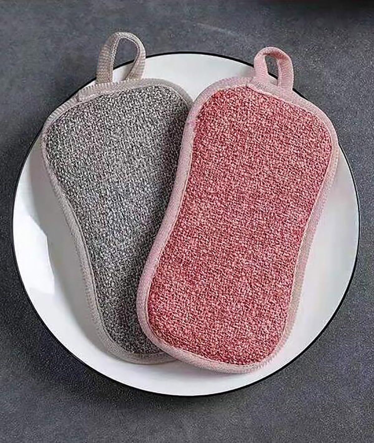 4 PCS Scouring Pad Sponges Kitchen Microfiber Cleaning Sponges Reusable Dish Sponge for Dishes, Pots and Pans