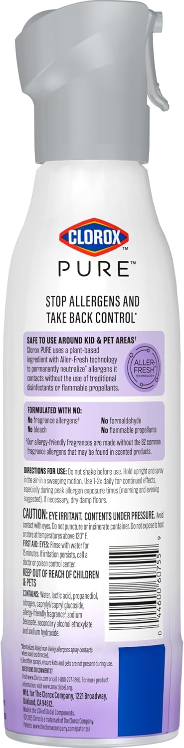 Clorox PURE Allergen Neutralizer Daily Air Spray, Nighttime Calm, 8 Ounces (Pack of 2)