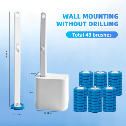 48 Count Disposable Toilet Brush Refill Pads, Disposable Toilet Bowl Wand Refills, Toilet Cleaning Refills, Toilet Scrubber Refills, Brush Head Replacement
