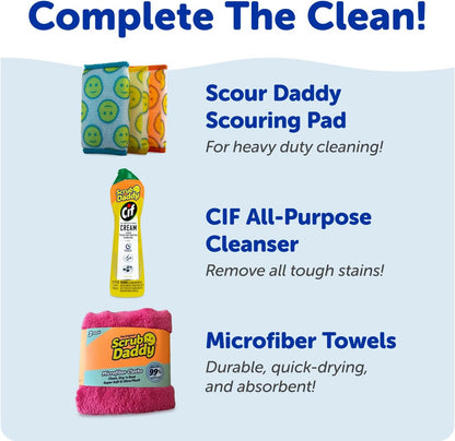 Scrub Daddy Household Cleaning + BBQ Bundle - BBQ Daddy Bristle Free Grill Brush - 2 Microfiber Cleaning Towels - All Purpose Cleaner PowerPaste Cleaning Paste + Scrub Mommy Sponge