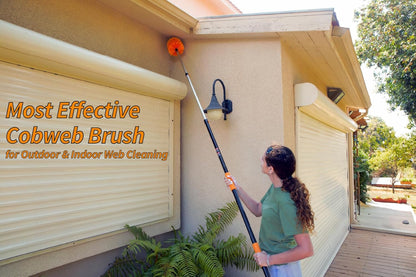 4-13 ft Cobweb Duster with Extension Pole // 20 Foot High Reach Spider Web Cleaner Cobweb Brush for Outdoor & Indoor Web Cleaning // Lightweight & Sturdy Telescopic Pole // The Ultimate Dusting Kit