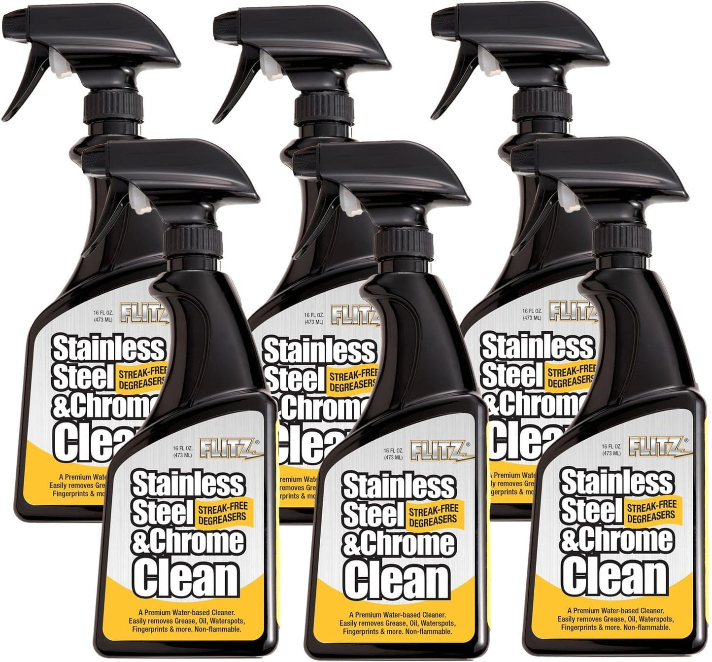 Flitz Stainless Steel & Chrome Clean - 16oz Bottle, USA-Made Stainless Steel Cleaner Spray for Appliances - Grill, Fridge, Sink Stain Remover - Also Works on Aluminum Surfaces (1 Pack)