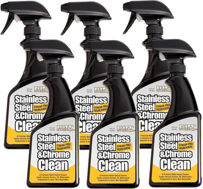 Flitz Stainless Steel & Chrome Clean - 16oz Bottle, USA-Made Stainless Steel Cleaner Spray for Appliances - Grill, Fridge, Sink Stain Remover - Also Works on Aluminum Surfaces (1 Pack)