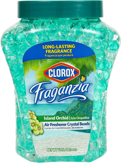Clorox Fraganzia Crystal Beads Air Freshener, Long Lasting Room Deodorizer and Odor Eliminator Gel Beads to Freshen Home, Car, or Office, Lavender with Eucalyptus Scent, 12 Fl Oz