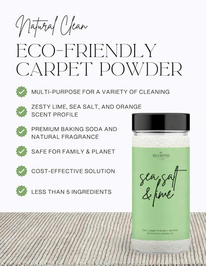 Home “Sea Salt & Lime” Carpet Deodorizer Powder – Natural Odor Eliminator for Carpets, Upholstery, Pet Urine, Dog Beds & Cat Litter Boxes – Pet-Friendly, Non-Toxic Spring Cleaning