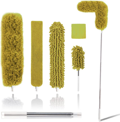 Microfiber Duster Kit for High Ceiling (6pcs), Extendable Dusters for Cleaning with 100" Extension Pole, Long Feather Duster for Fan/Car, House Cleaning Tool Kit by OOSOFITT