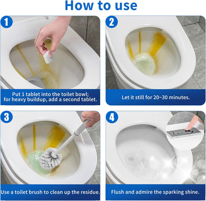 Toilet Bowl Cleaner Tablets, Leaves Bowl Sanitary, Freshens, Deodorizes, Descales & Repels Tough Stains, Helps Prevent Limescale Buildup, Safe for Septic Tanks, 24 Pack 1 Year Supply