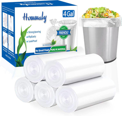 Hommaly 2 Gallon (1.8-2 Gal)120 pcs Small Clear Trash Bags, Strong 1.8 Gallon Garbage Bags, Bathroom Trash Can Bin Liners Unscented, Mini Plastic Bags for Office, Waste Basket Liner,Fit 6,7,8 Liters