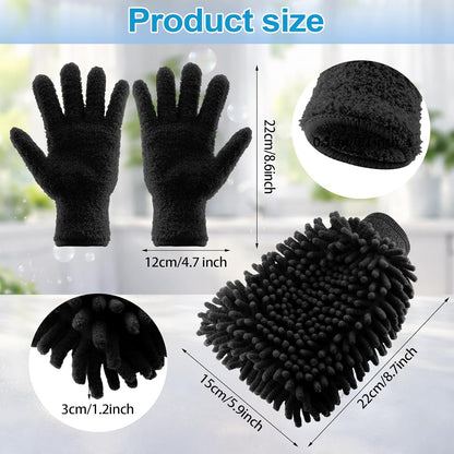 3 Pcs Microfiber Dusting Mitt Gloves Microfiber Plant Cleaning Gloves for Leaf Cleaning Plant Blinds Furniture House (Deep Pink)