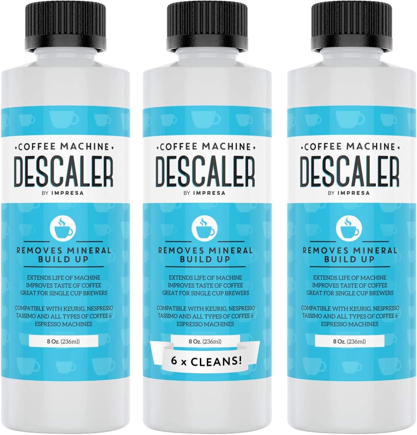 IMPRESA Coffee Machine Descaler (2 Uses Per Bottle) - Made in the USA - Universal Descaling Solution, Compatible with Nespresso, Delonghi and All Single Use Coffee and Espresso Machines