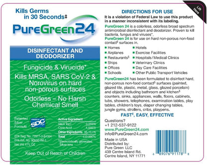 Safe & Effective Disinfectant. Kills Deadly Germs including RSV COVID-19 Norovirus MRSA Staph 2026 flu Bird flu Contains no toxic chemicals odorless child & pet safe 3 4oz spray bottles