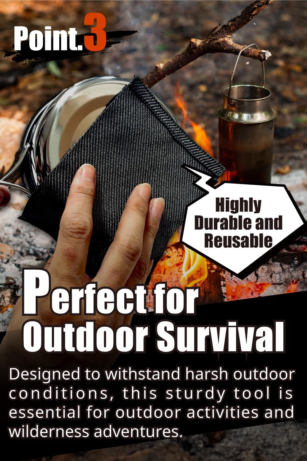Ultralight 1/2oz Scrubber 316L Stainless Steel Cloth Heat Resistant 1200℉ Ultra-Durability Quick-Drying & Sterilization Backpacking Camp Hiking Trekking