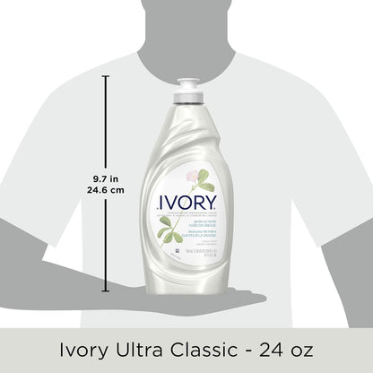 Ivory Dish Soap Original, 709mL/1.5pt/24fl oz, 3 PACK (10 Per master case)