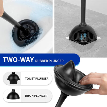 MR.SIGA Toilet Plunger and Bowl Brush with Holder, Heavy Duty Toilet Brush and Plunger Set for Bathroom Cleaning, White, 1 Set