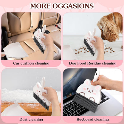 Ouligay Portable Hand Broom and Dustpan Set,Cute Mini Broom and Dustpan Set with Durable Brush,Lightweight Small Dust Pan and Broom Set for Desktop Cleaning Small Space Cleaning(Brown Bear)