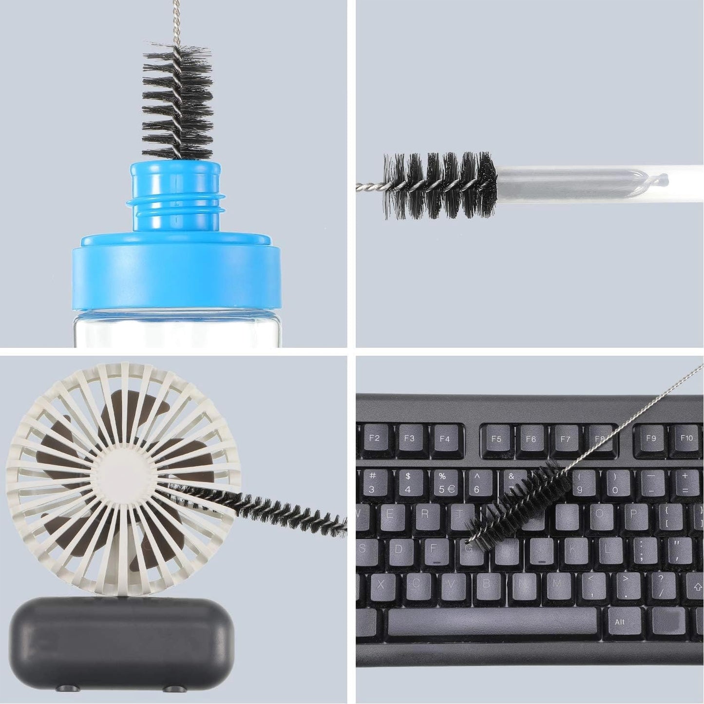 12 Pieces Tube Cleaning Brush Aquarium Filter Nylon Tube Brush Set Flexible Double-Ended Hose Pipe Cleaning Stainless Steel for Fish Tank, Kitchen, Glasses, Drinking Straws, Keyboard