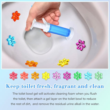 6 Pcs Toilet Gels 84 Count 1 Kind Flower Stamp Bowl Gel Scent Toilet Stain Removal Cleaner Air Freshener Flower Stamps Pack for Bathtubs Bathroom