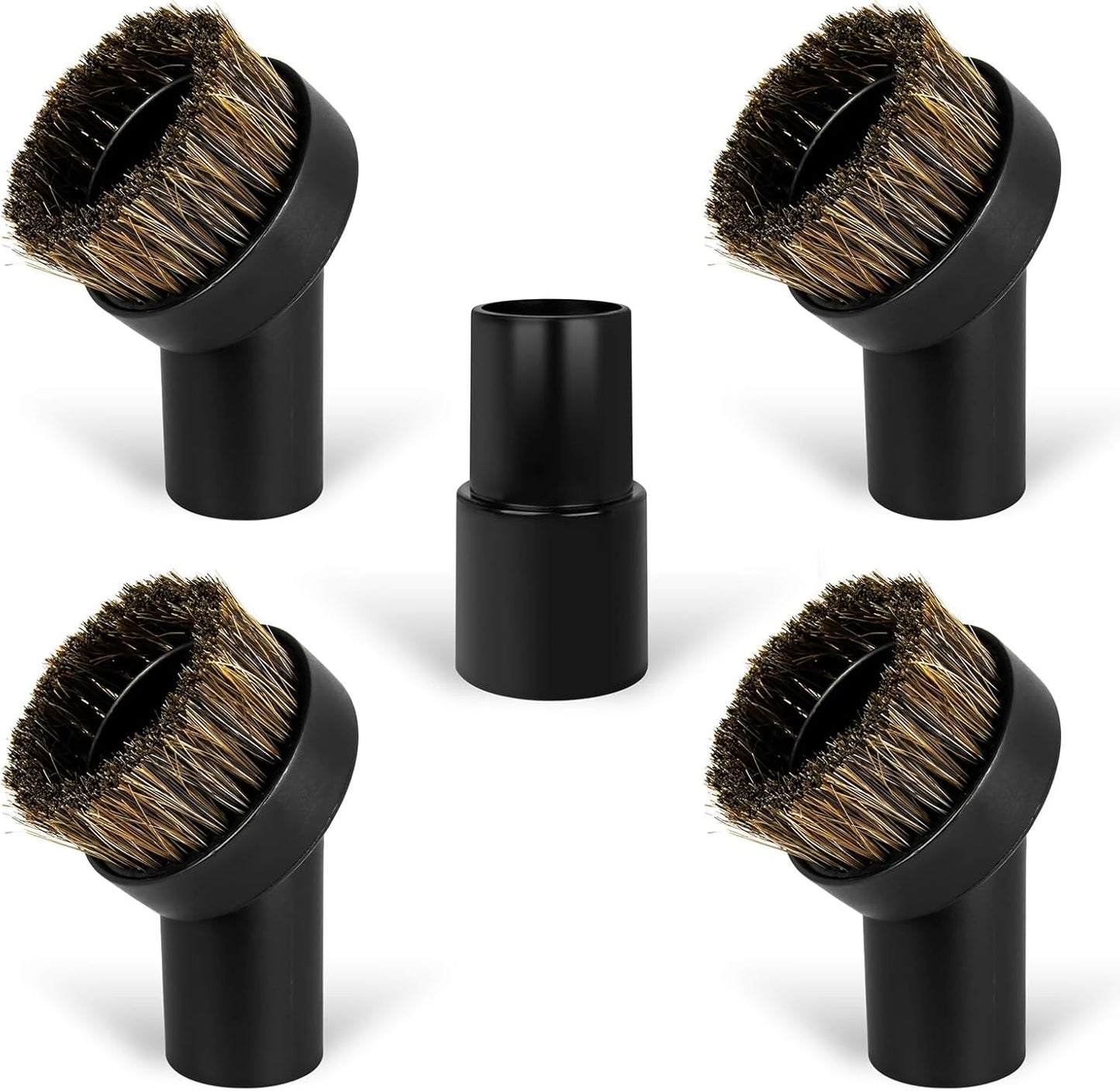 3PCS Horse Hair Brush Vacuum Attachment Set - Black Round Horse Hair Vacuum Attachments & Brushes - Shop Vac Brush Attachment for Most Vacuum Cleaners Accessories - 1 1/4" Vacuum Attachments Included